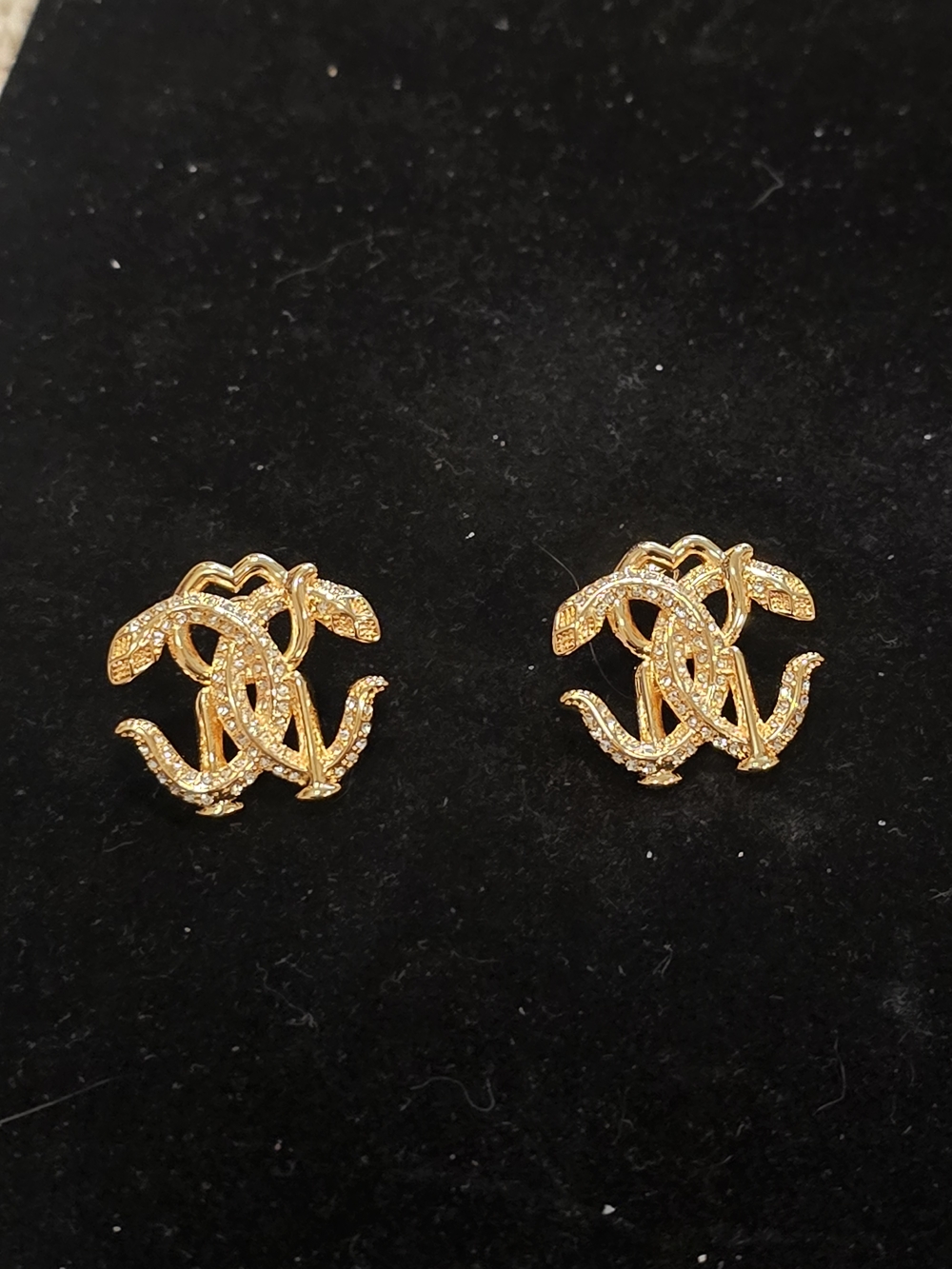 18kgp Roberto Cavali Gold-Tone Crystal Interlock Stud Earrings